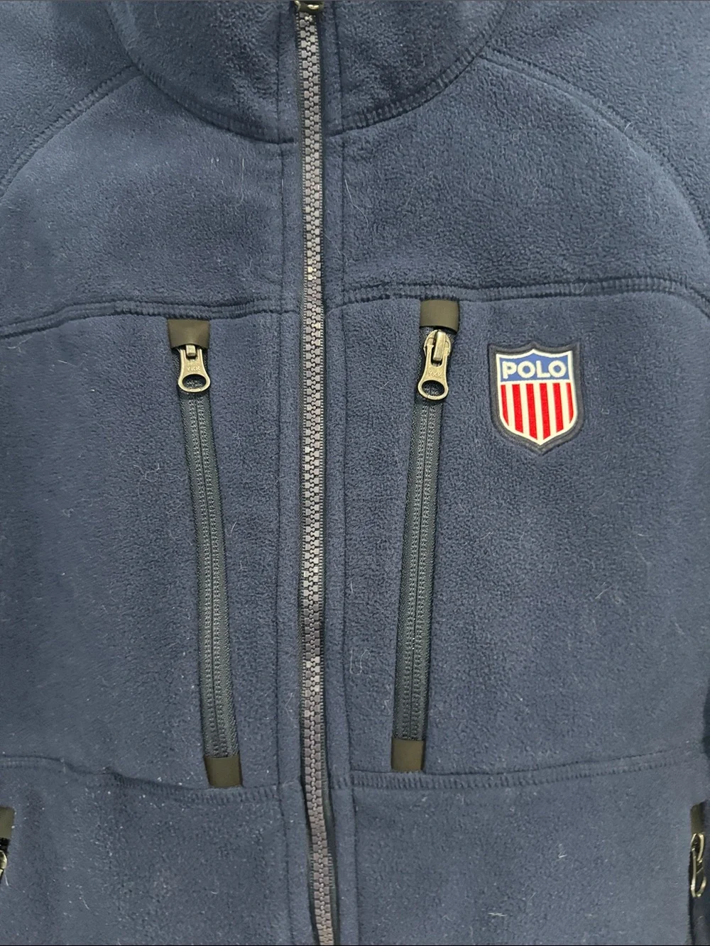 Polo by Ralph Lauren Navy Full-Zip Fleece Jacket with Crest